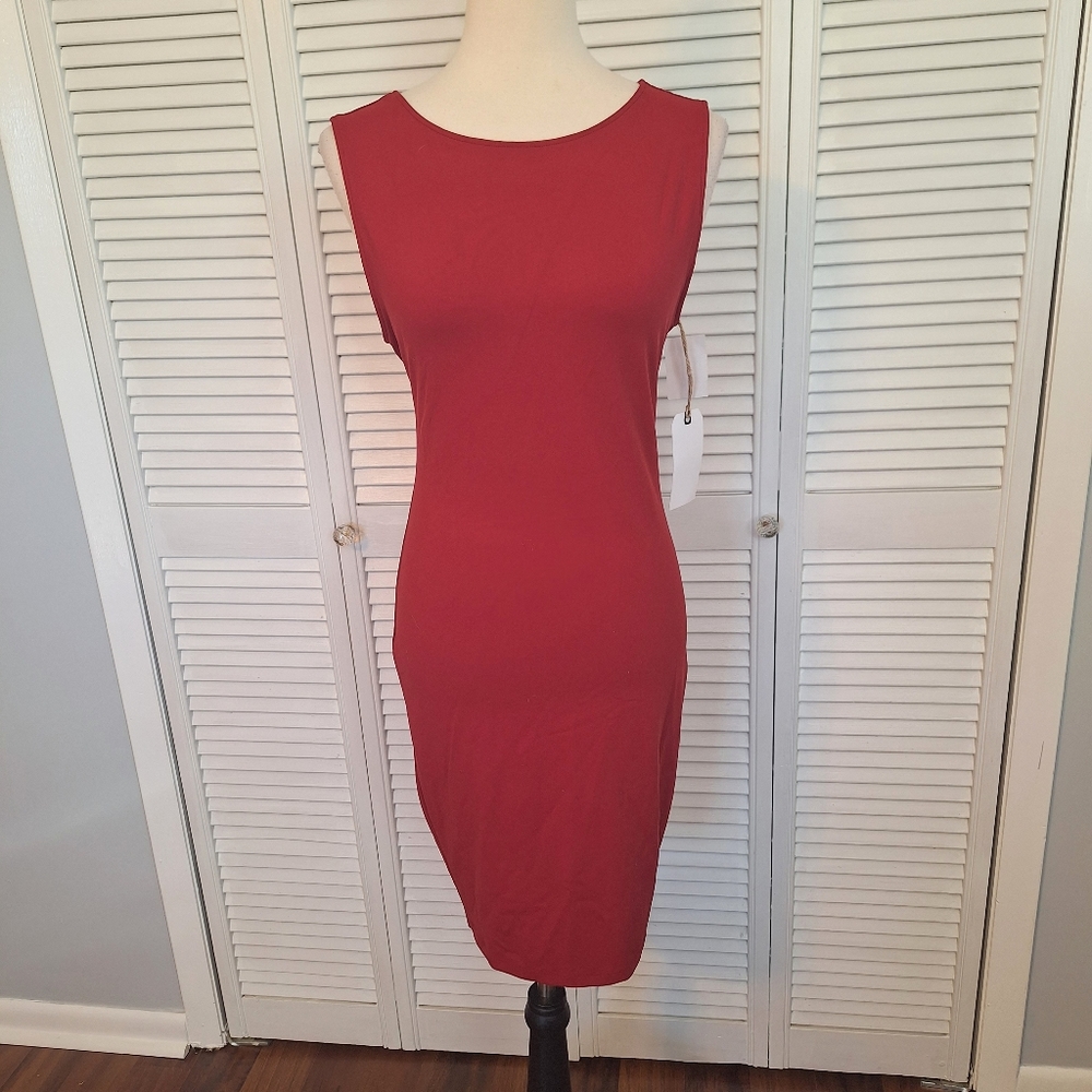 Leith Nordstrom red Rio bodycon cross back dress small NWT *I - Picture 3 of 7